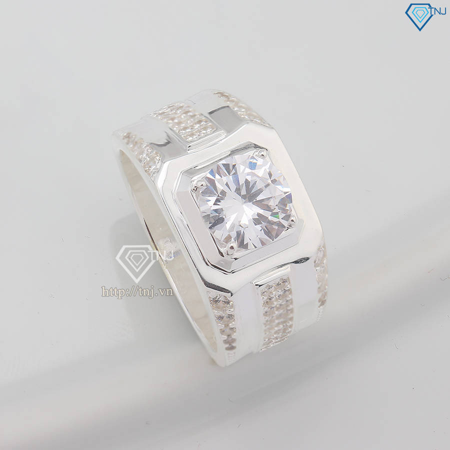 Nhẫn bạc nam đơn giản đính đá đẹp NNA0778