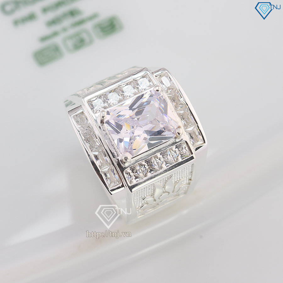 Nhẫn bạc nam hoa sen đính đá NNA0786