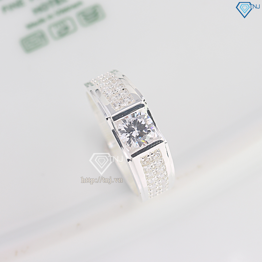 Nhẫn bạc nam đính đá đơn giản NNA0806