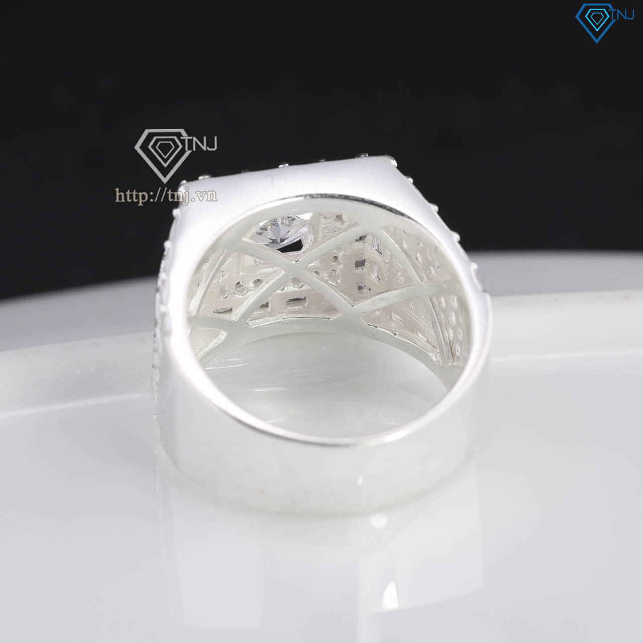 Nhẫn bạc nam cao cấp đính đá đẹp NNA0810