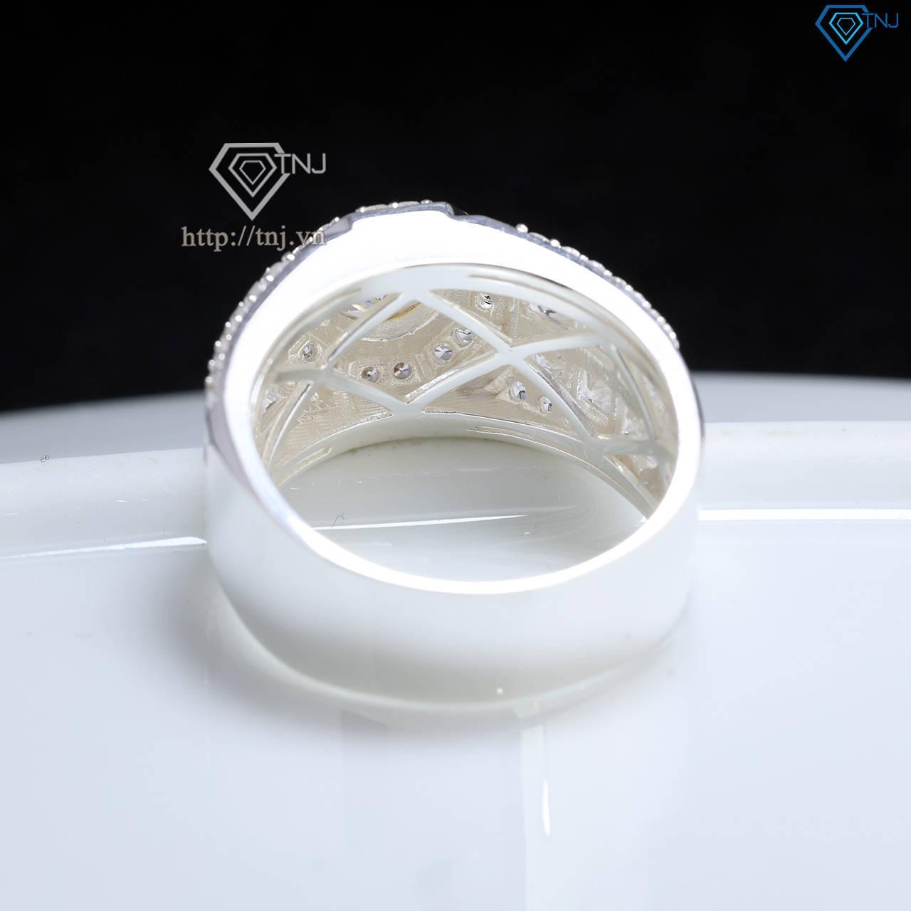 Nhẫn bạc nam đính đá chìm cao cấp NNA0812