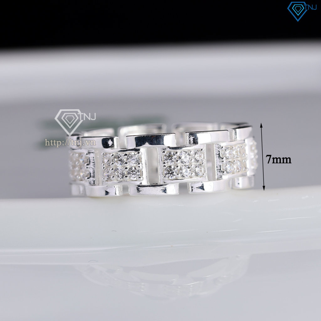 Nhẫn bạc nam hoạ tiết dây đồng hồ NNA0814