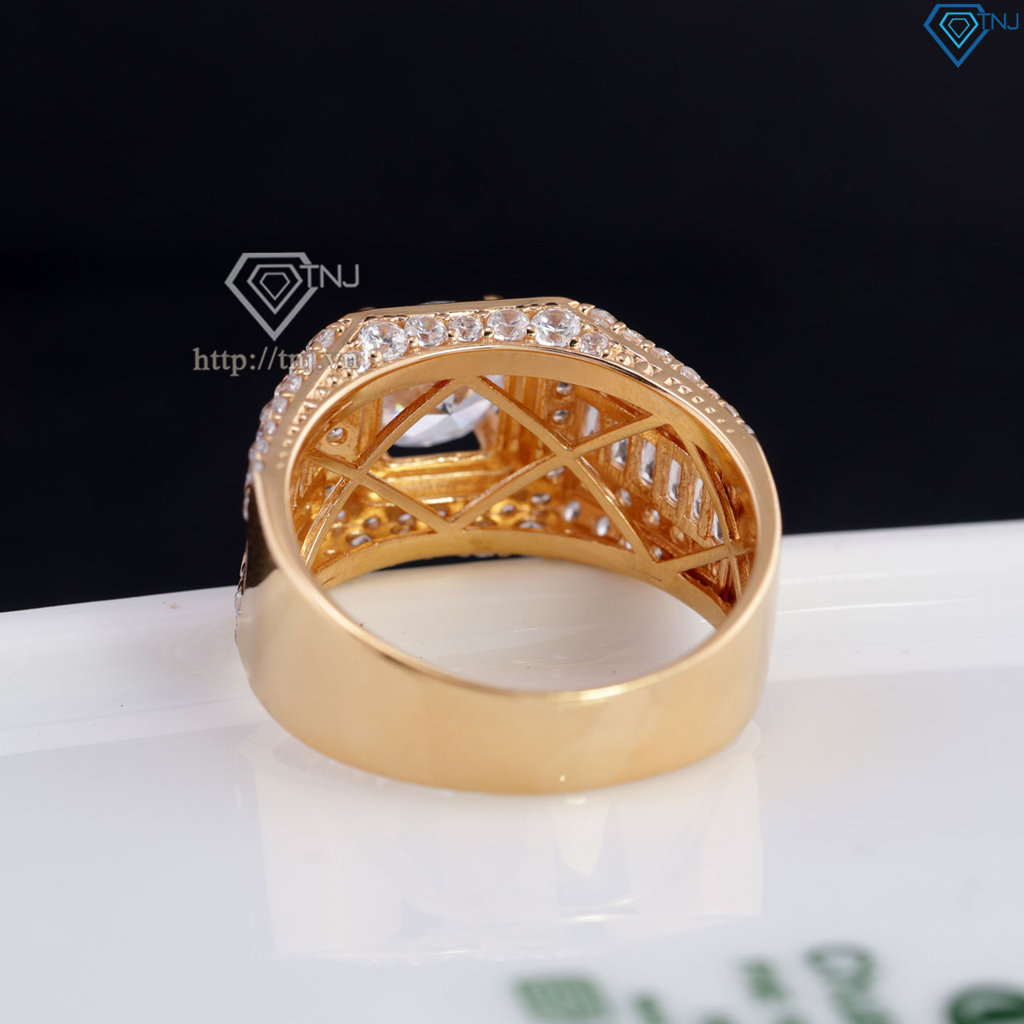 Nhẫn bạc nam xi mạ vàng hồng mặt vuông cao cấp NNA0820-XH