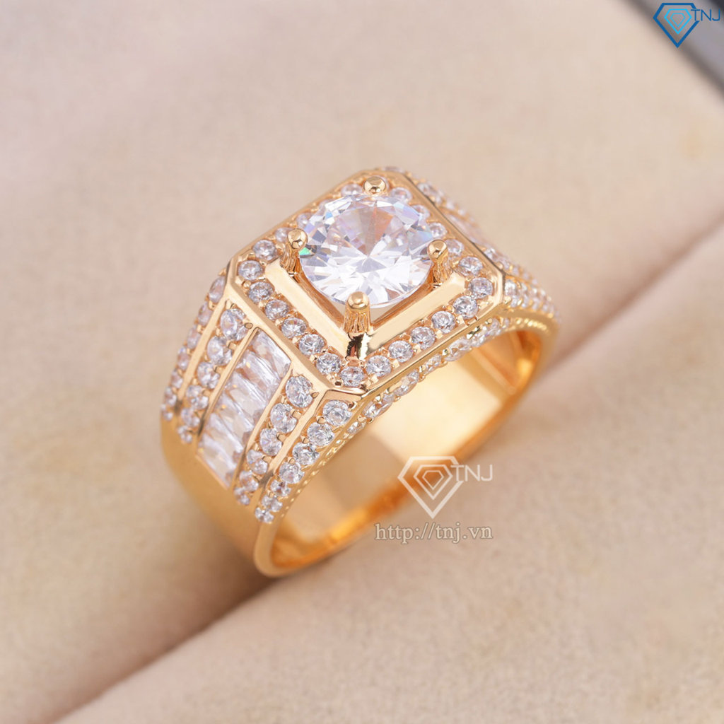 Nhẫn bạc nam xi mạ vàng hồng mặt vuông cao cấp NNA0820-XH