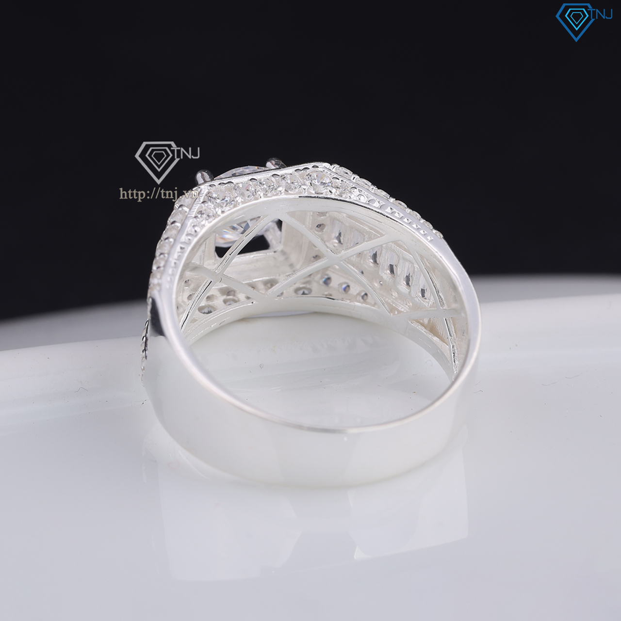 Nhẫn bạc nam đẹp đính đá trắng NNA0820