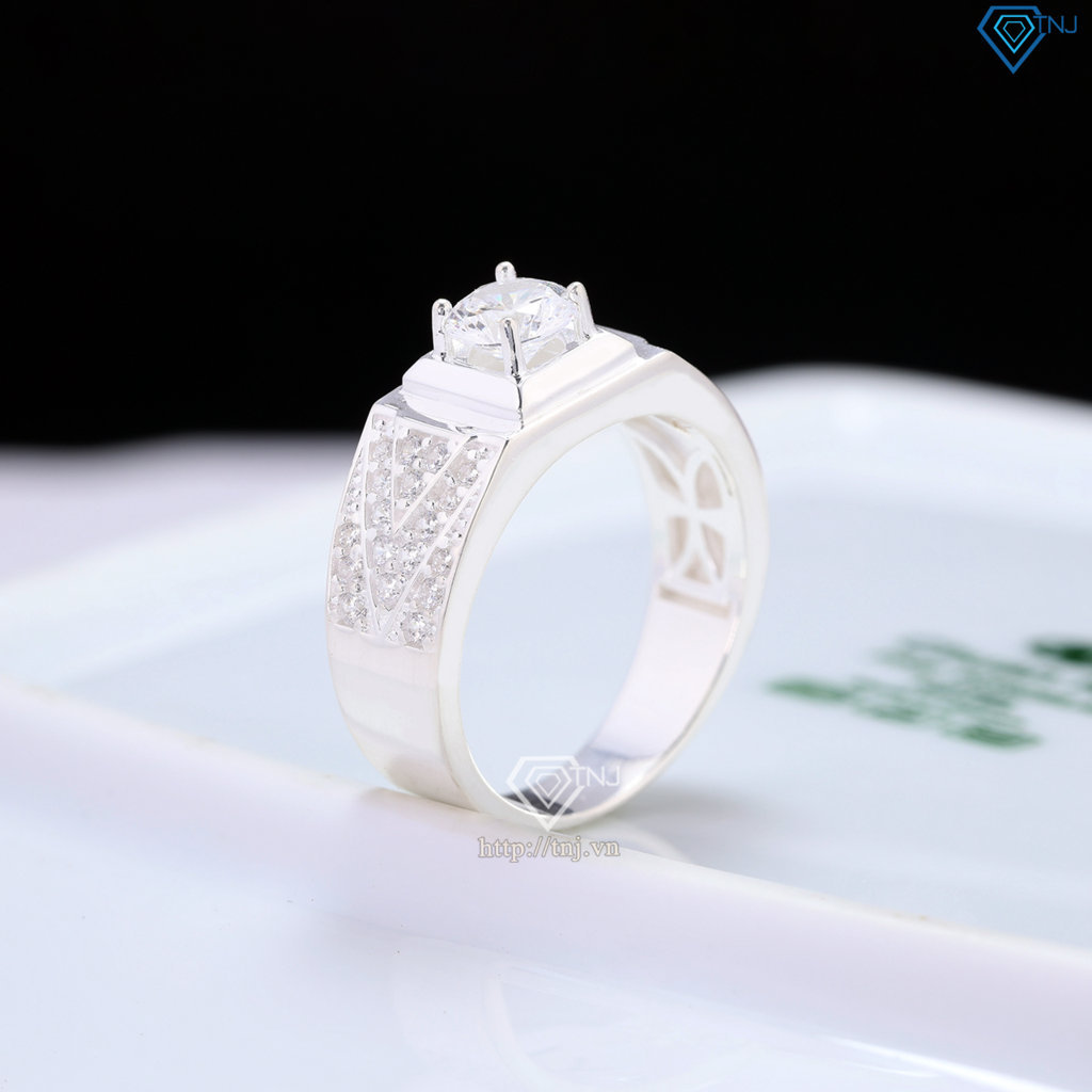 Nhẫn bạc nam bản nhỏ hoạ tiết chữ V NNA0821