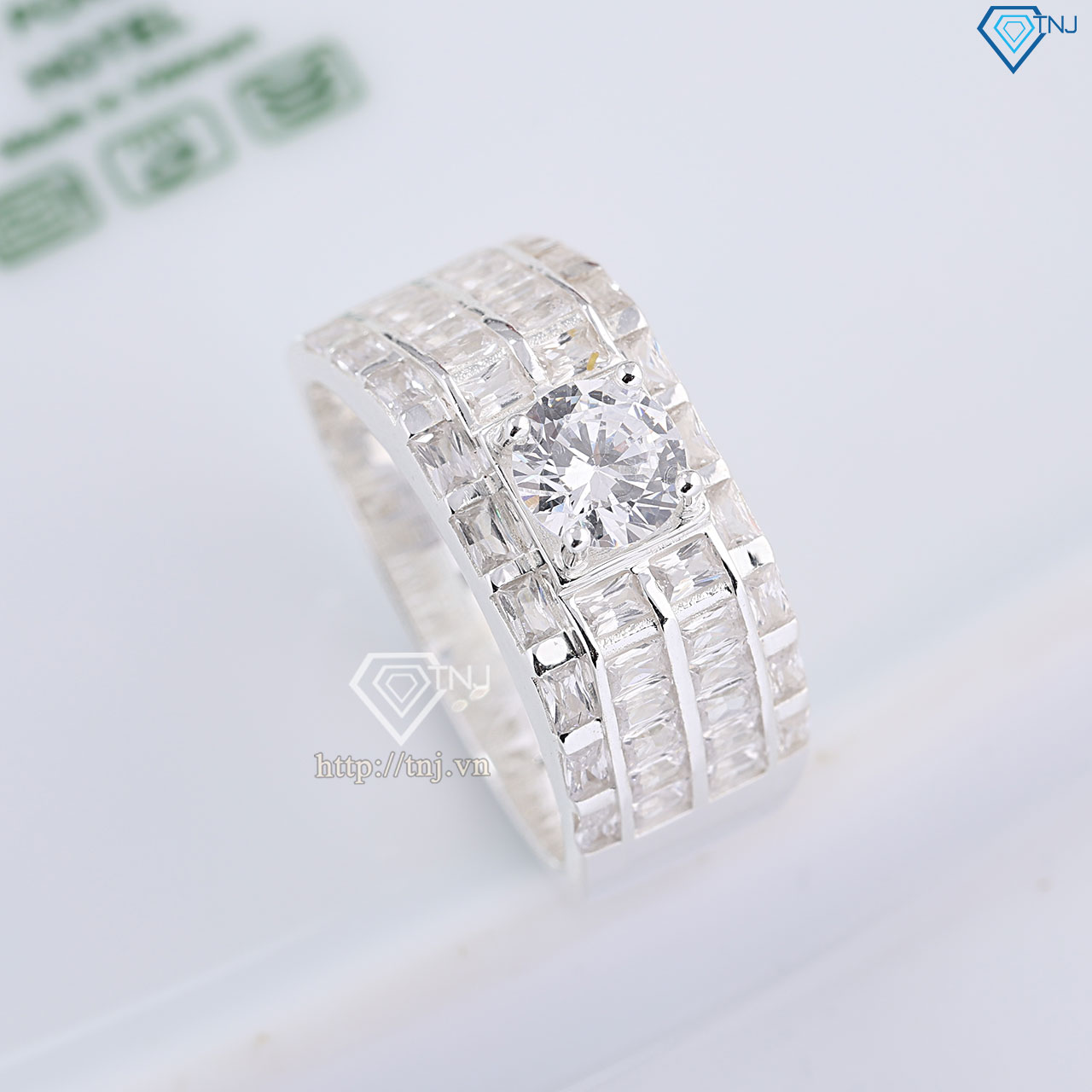 Nhẫn bạc nam bản vừa đính đá đẹp NNA0828