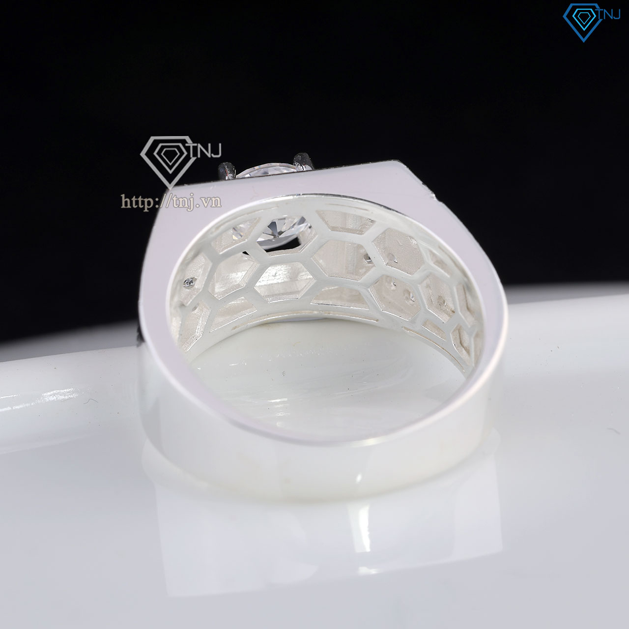 Nhẫn bạc nam bản chữ nhật đính đá đẹp NNA0829