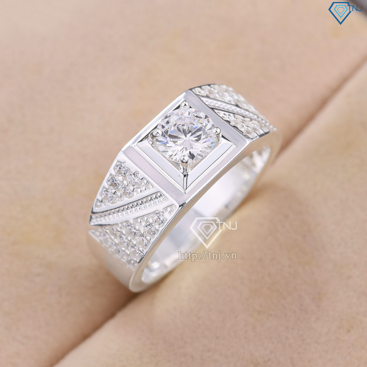 Nhẫn bạc nam 925 đẹp đính đá đơn giản NNA0830