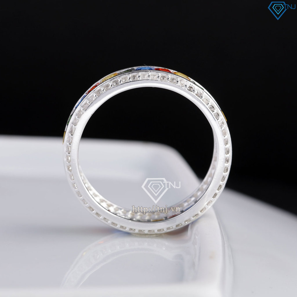 Nhẫn bạc nam tròn đính đá đa sắc đẹp NNA0832