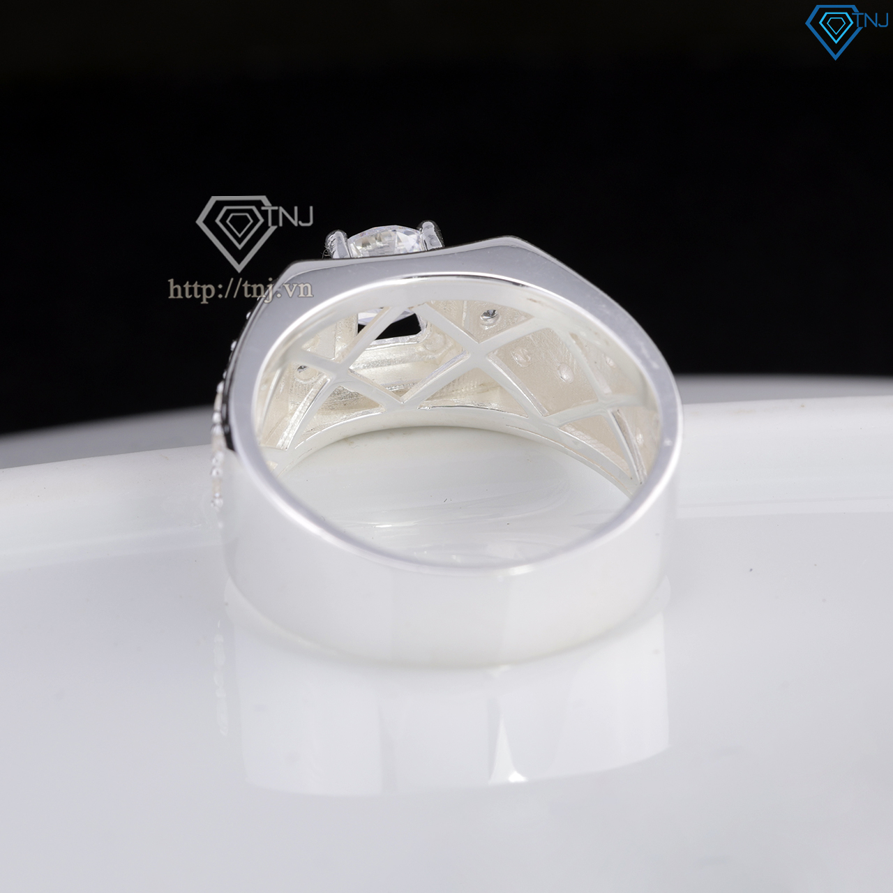 Nhẫn bạc nam đơn giản đính đá đẹp NNA0843