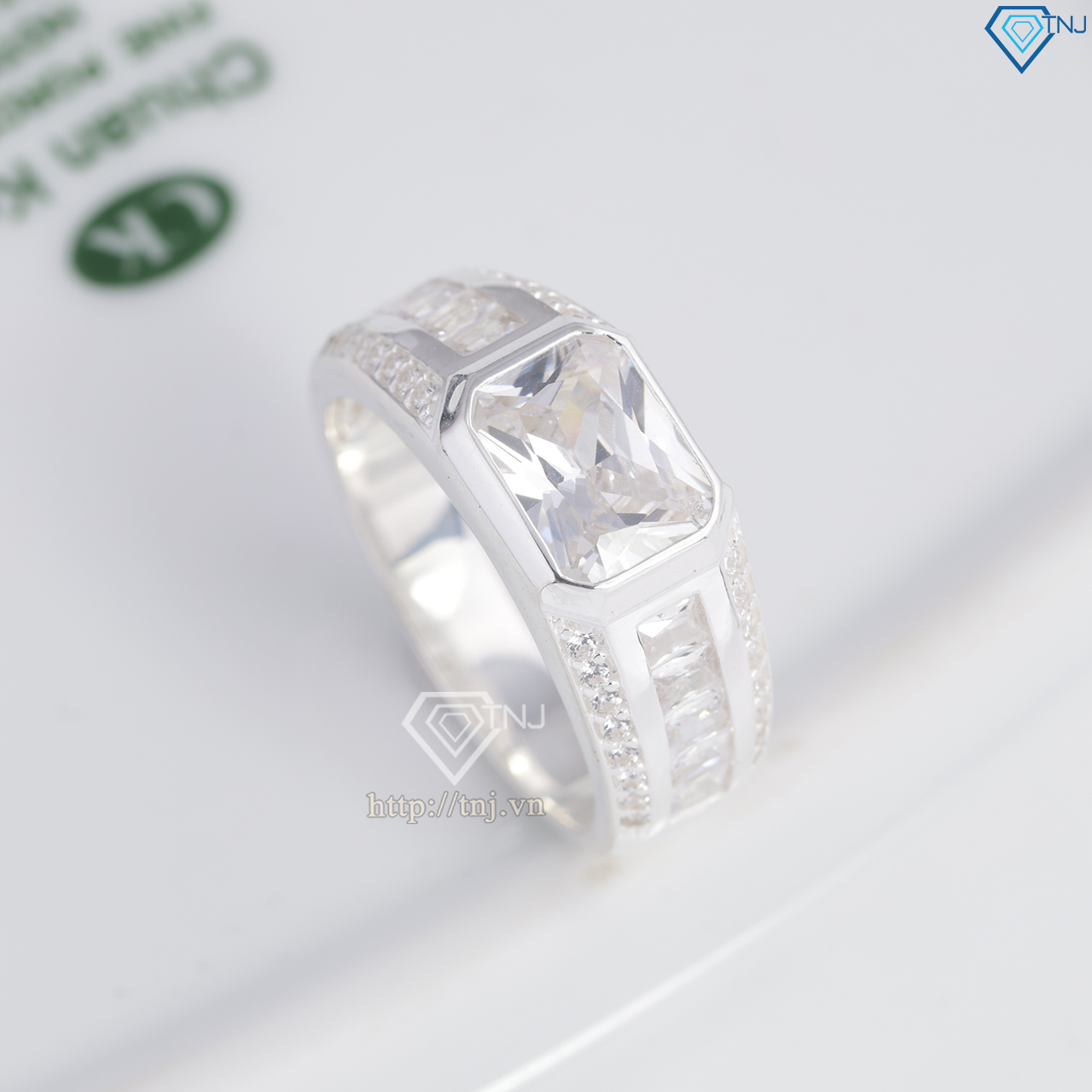 Nhẫn nam bạc 925 đính đá trắng đẹp NNA0847