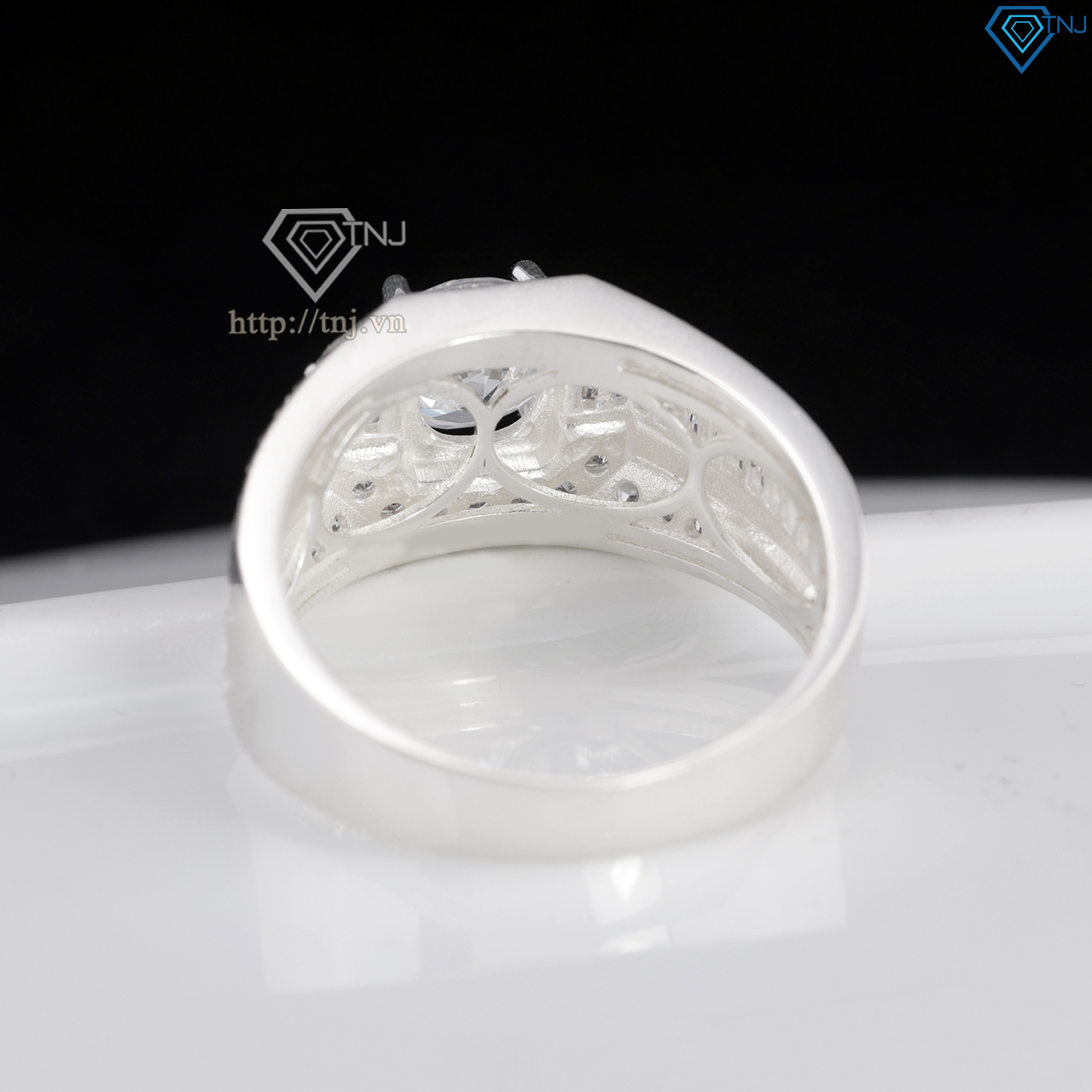 Nhẫn nam bạc 925 đính đá đẹp NNA0851