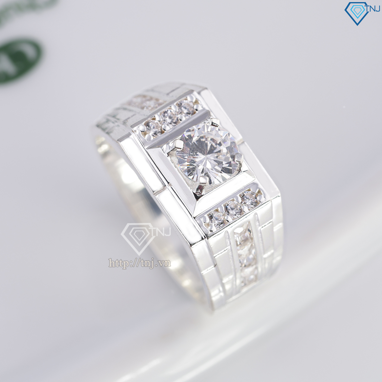 Nhẫn nam bạc 925 đơn giản đính đá đẹp NNA0852