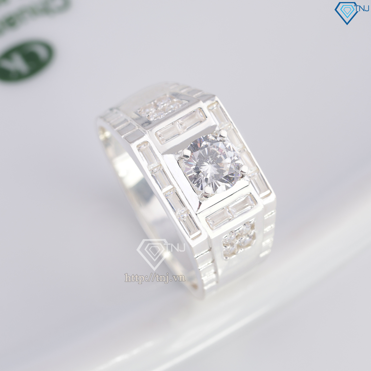 Nhẫn nam bạc 925 đơn giản đính đá đẹp NNA0855