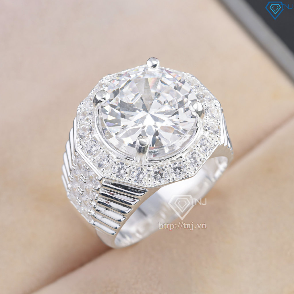 Nhẫn bạc nam bản to đính đá 15mm NNA0862