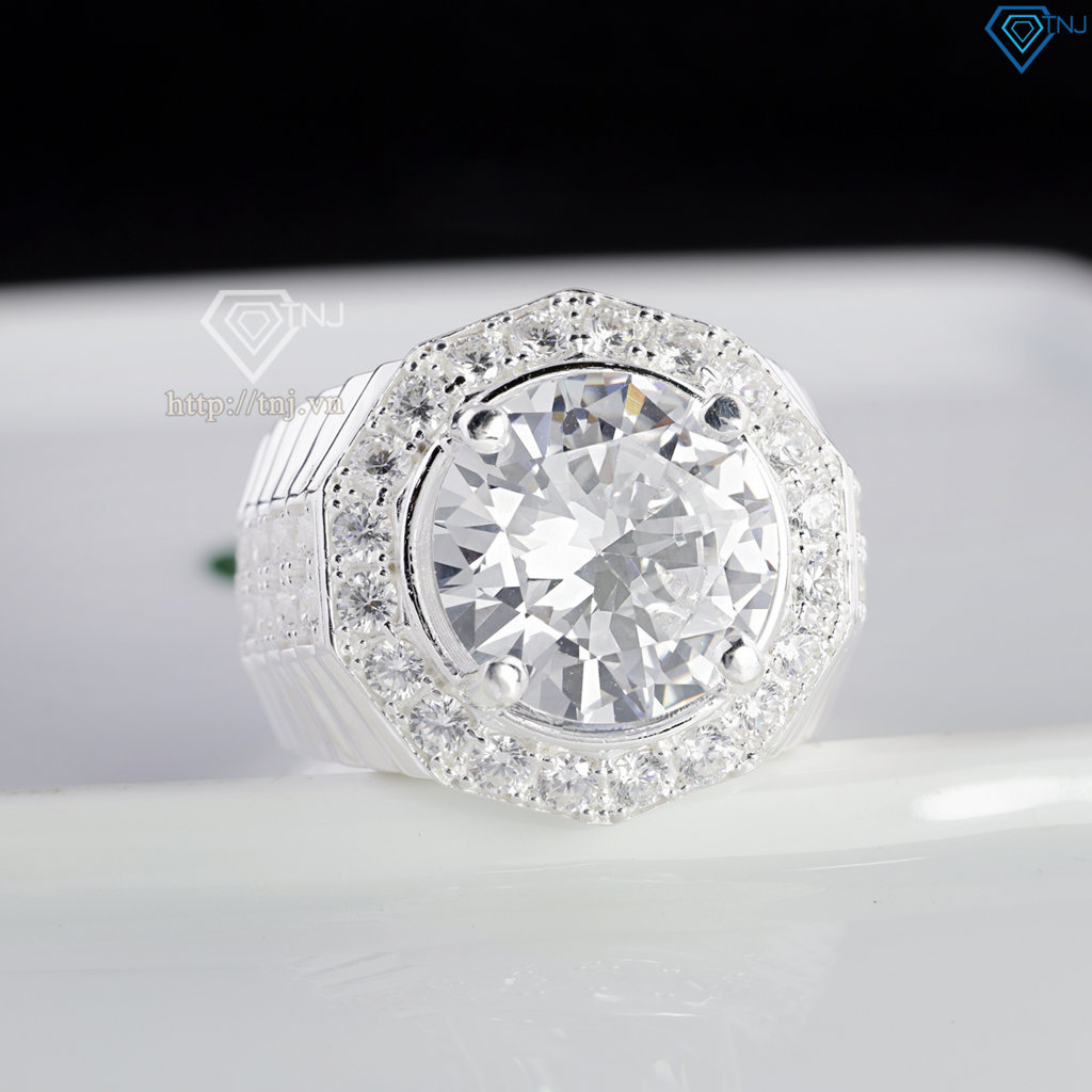 Nhẫn bạc nam bản to đính đá 15mm NNA0862