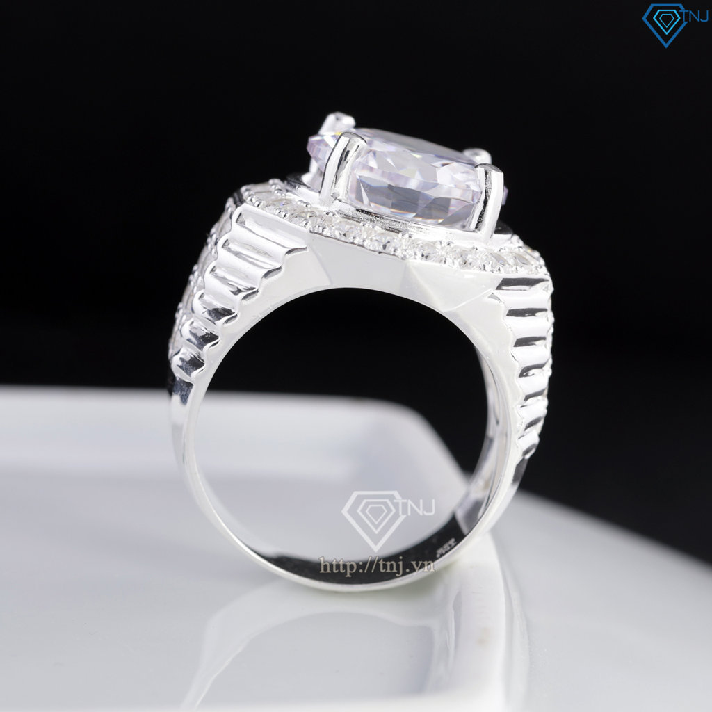 Nhẫn bạc nam bản to đính đá 15mm NNA0862