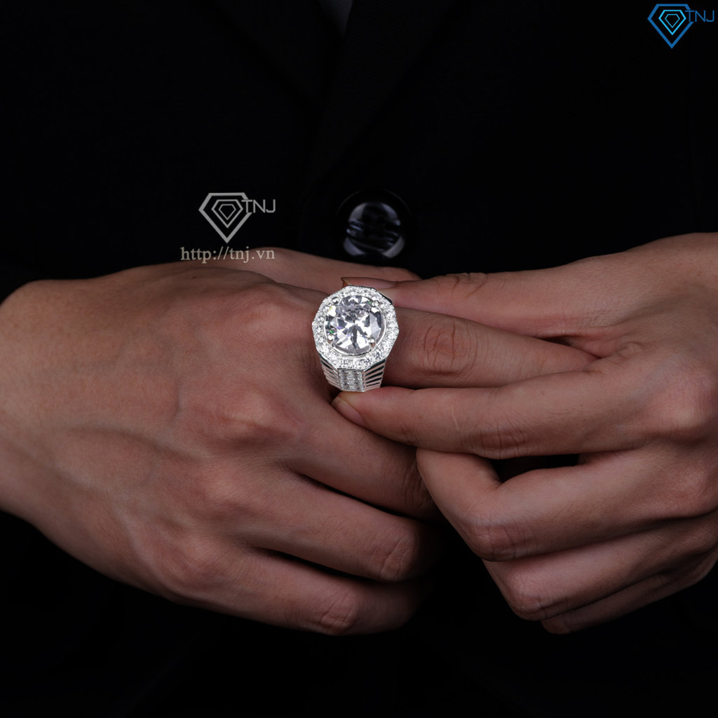 Nhẫn bạc nam bản to đính đá 15mm NNA0862