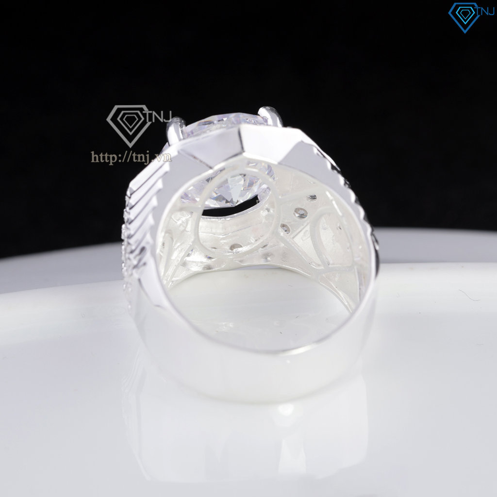 Nhẫn bạc nam bản to đính đá 15mm NNA0862