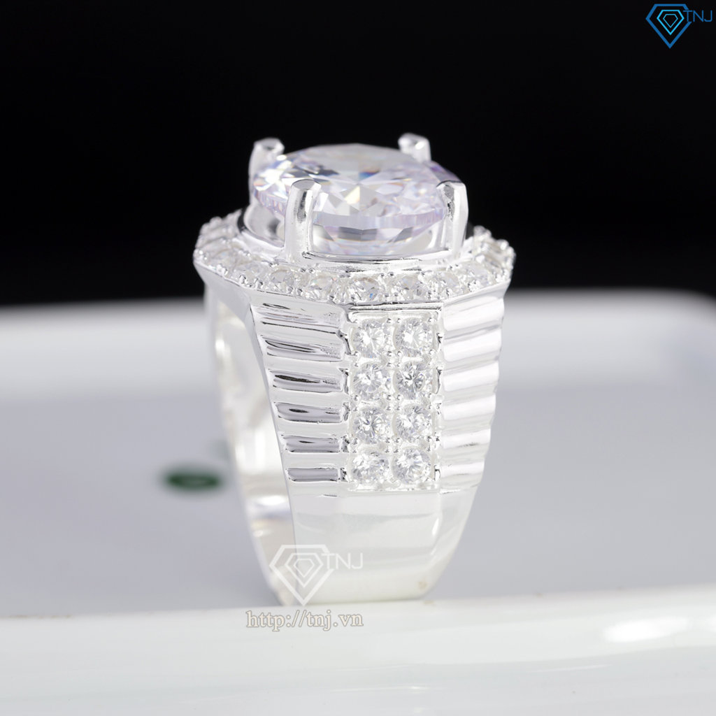 Nhẫn bạc nam bản to đính đá 15mm NNA0862