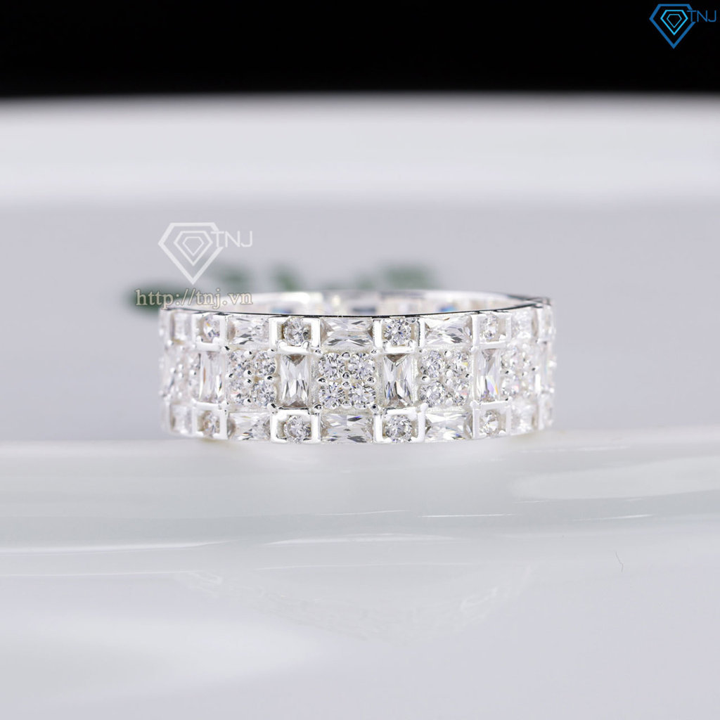 Nhẫn nam bạc 925 bản tròn đính đá đẹp NNA0864