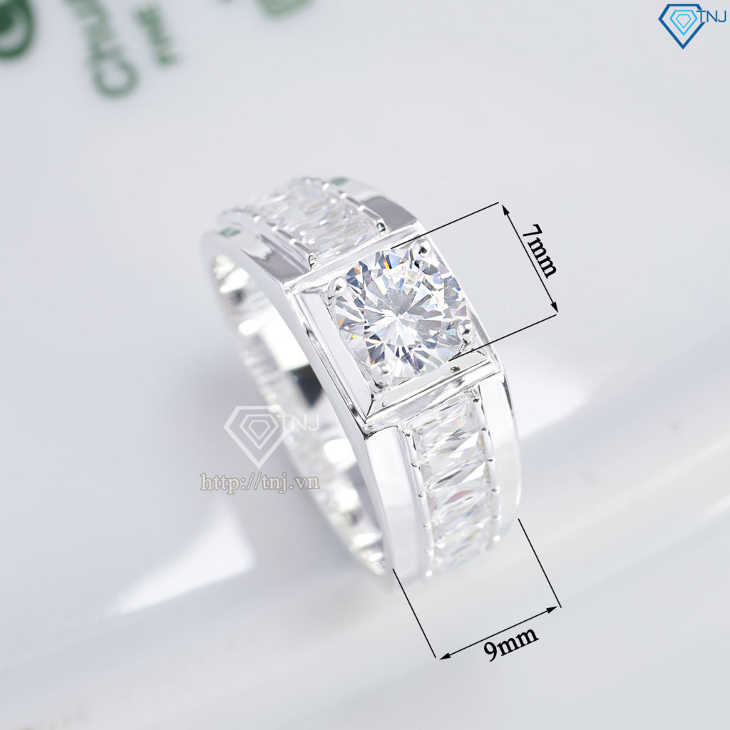 Nhẫn nam bạc 925 đính đá chủ trắng NNA0865