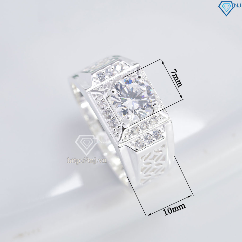 Nhẫn bạc nam kim tiền đính đá đẹp NNA0866