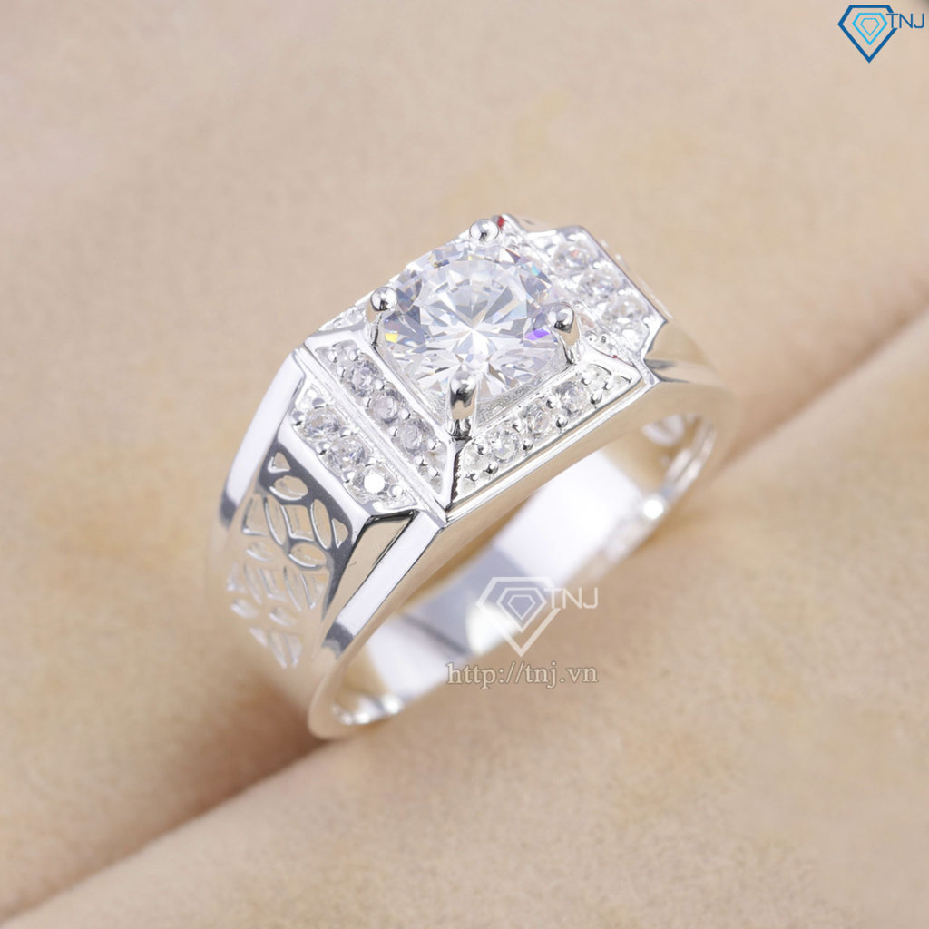 Nhẫn bạc nam kim tiền đính đá đẹp NNA0866