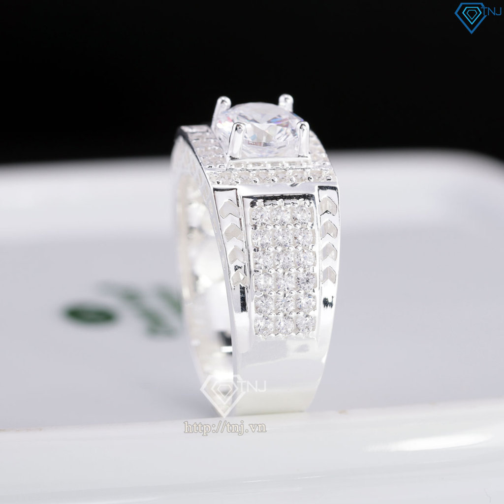 Nhẫn nam bạc hoạ tiết mũi tên đính đá NNA0867