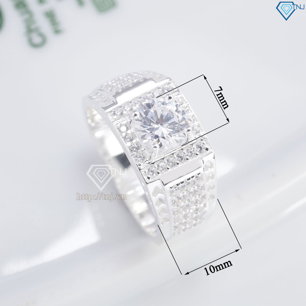 Nhẫn nam bạc hoạ tiết mũi tên đính đá NNA0867