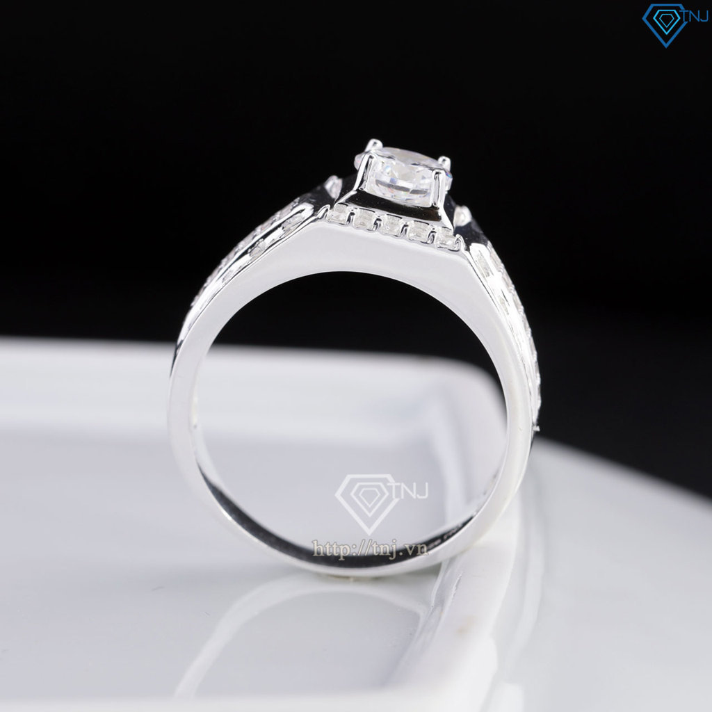 Nhẫn nam bạc hoạ tiết kẻ caro đính đá NNA0868