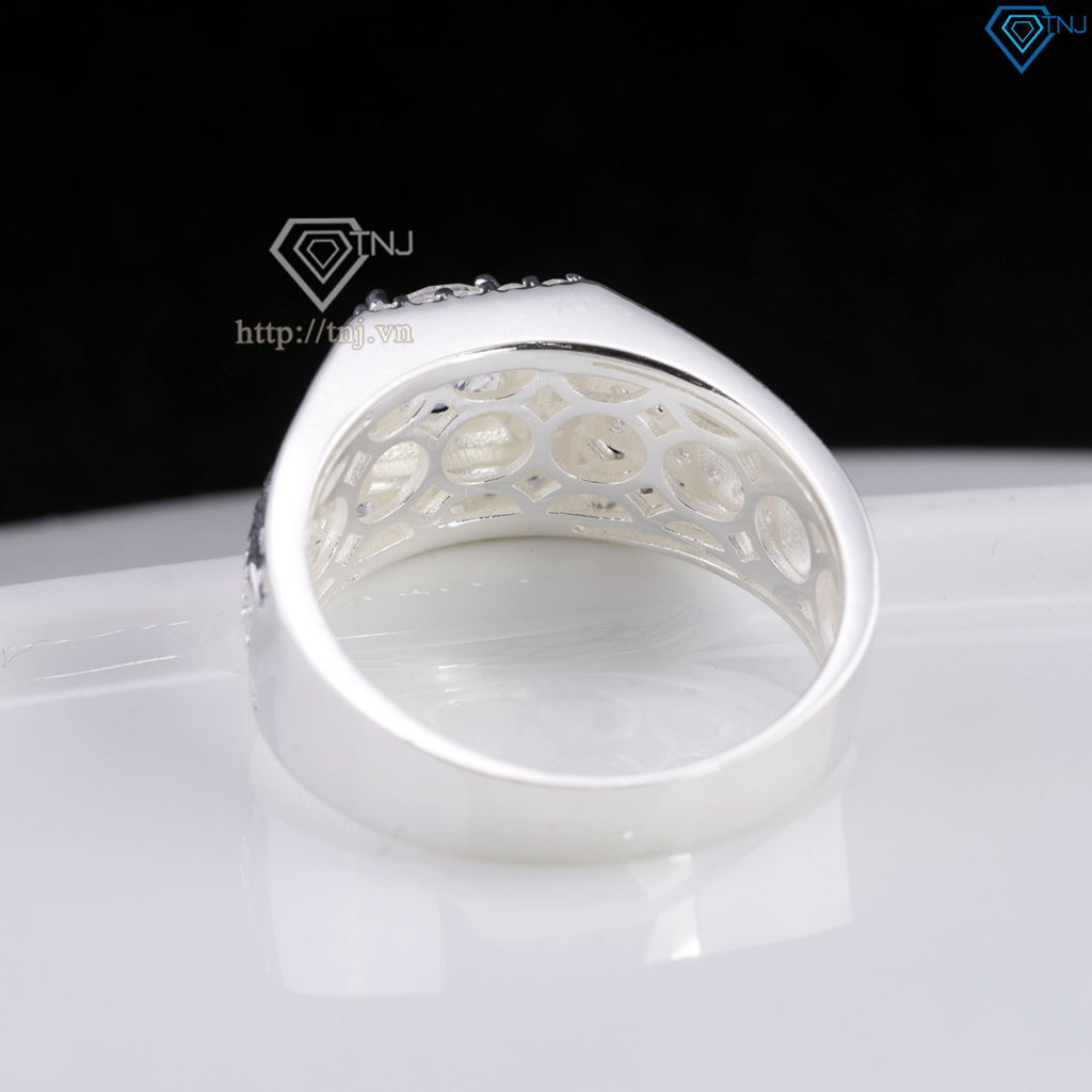 Nhẫn nam bạc hoạ tiết kẻ caro đính đá NNA0868