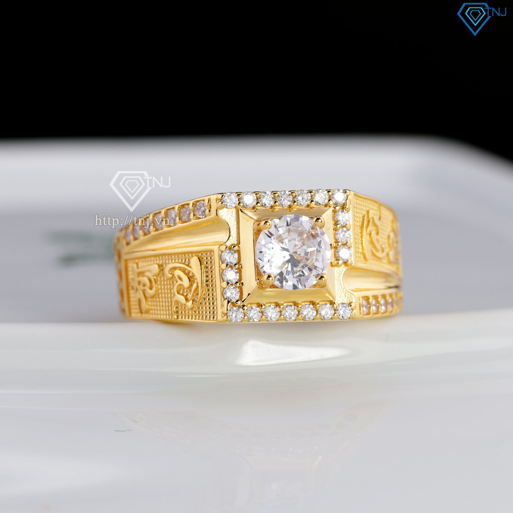 Nhẫn nam bạc xi mạ vàng 18k chữ Tài Lộc may mắn NNA0870-XV