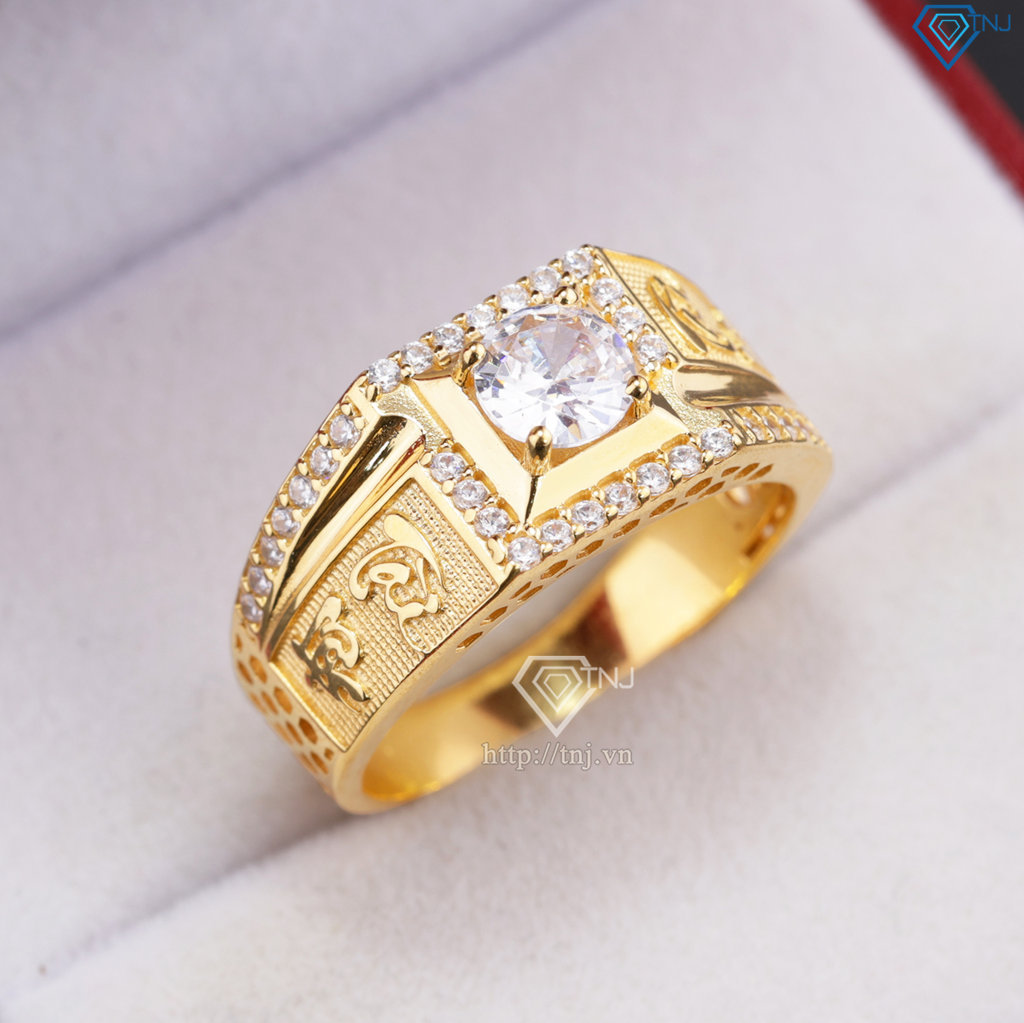 Nhẫn nam bạc xi mạ vàng 18k chữ Tài Lộc may mắn NNA0870-XV