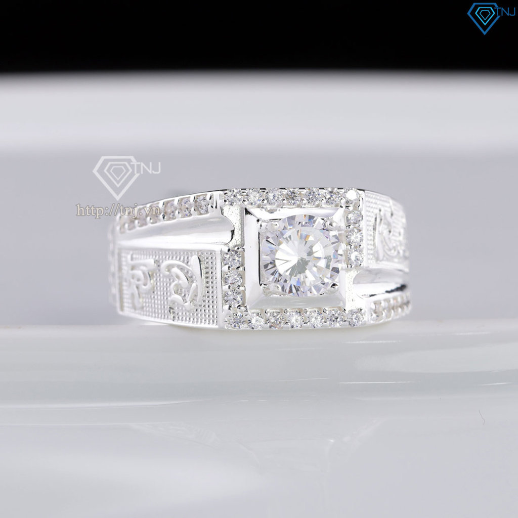 Nhẫn nam bạc chữ Tài Lộc đính đá NNA0870