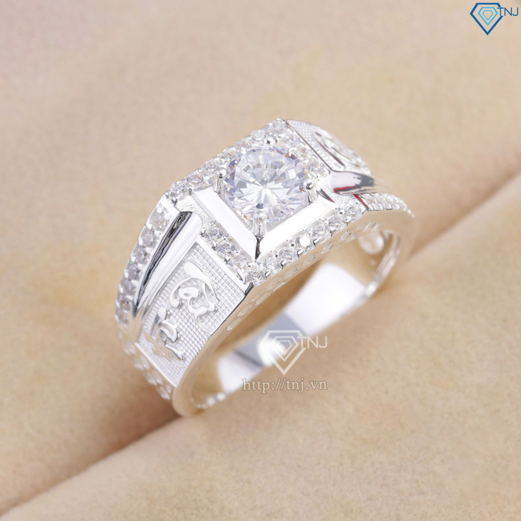 Nhẫn nam bạc chữ Tài Lộc đính đá NNA0870