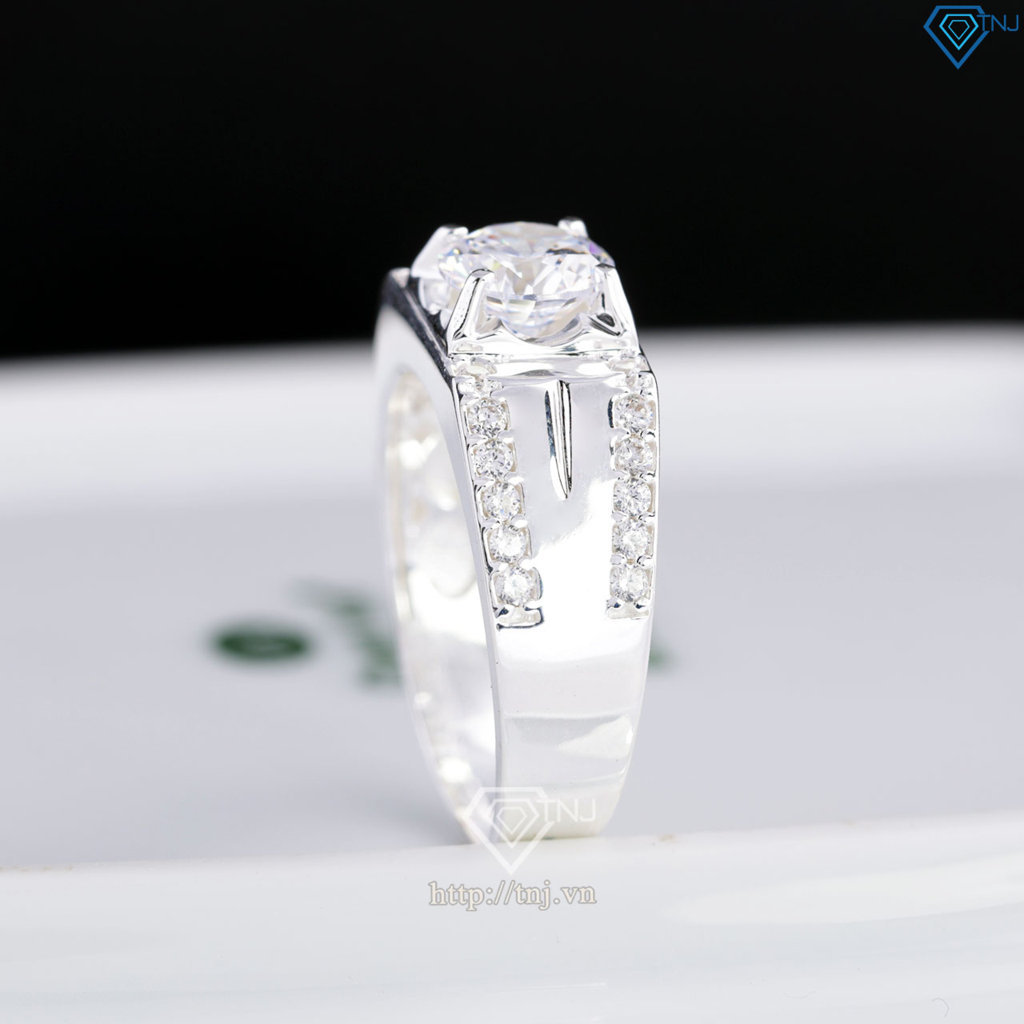 Nhẫn nam bạc đơn giản đính đá NNA0872
