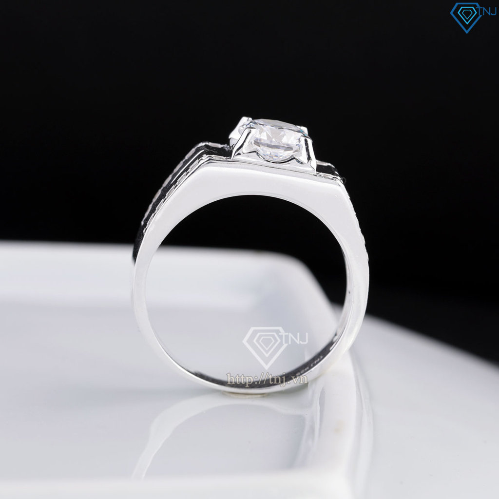 Nhẫn nam bạc đơn giản đính đá NNA0872
