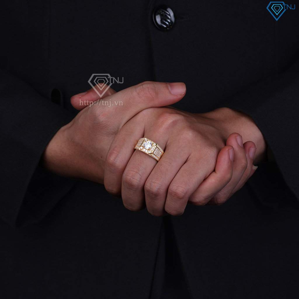 Nhẫn nam bạc xi mạ vàng 18k đính đá NNA0873-XV