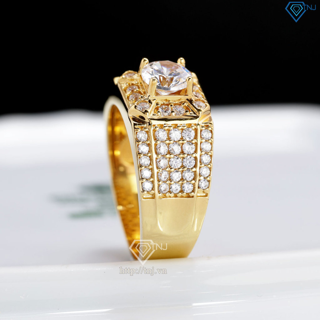 Nhẫn nam bạc xi mạ vàng 18k đính đá NNA0873-XV