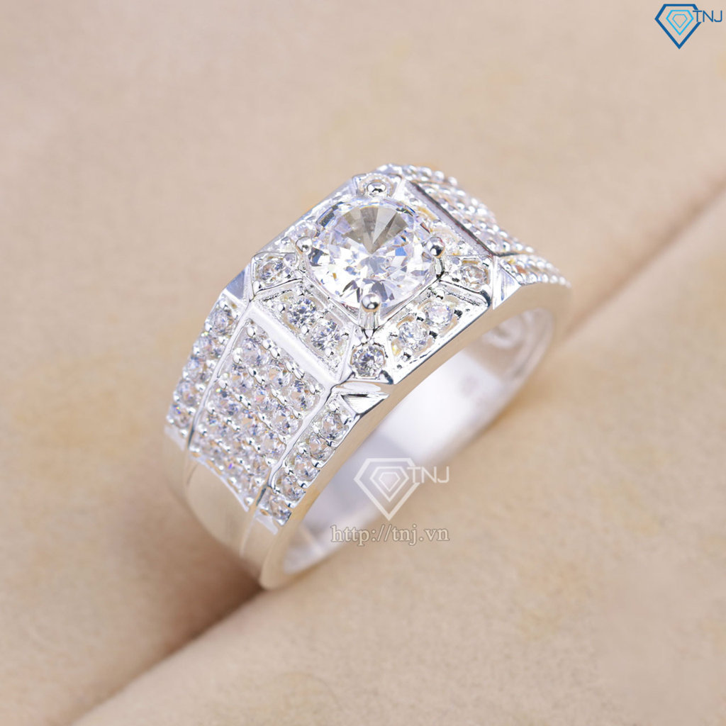 Nhẫn nam bạc Đà Nẵng đính đá NNA0873