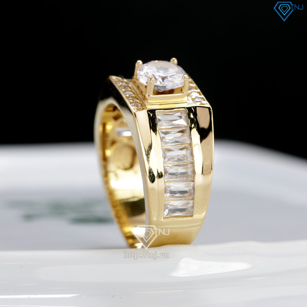 Nhẫn nam bạc xi mạ vàng 18k đính đá NNA0874-XV