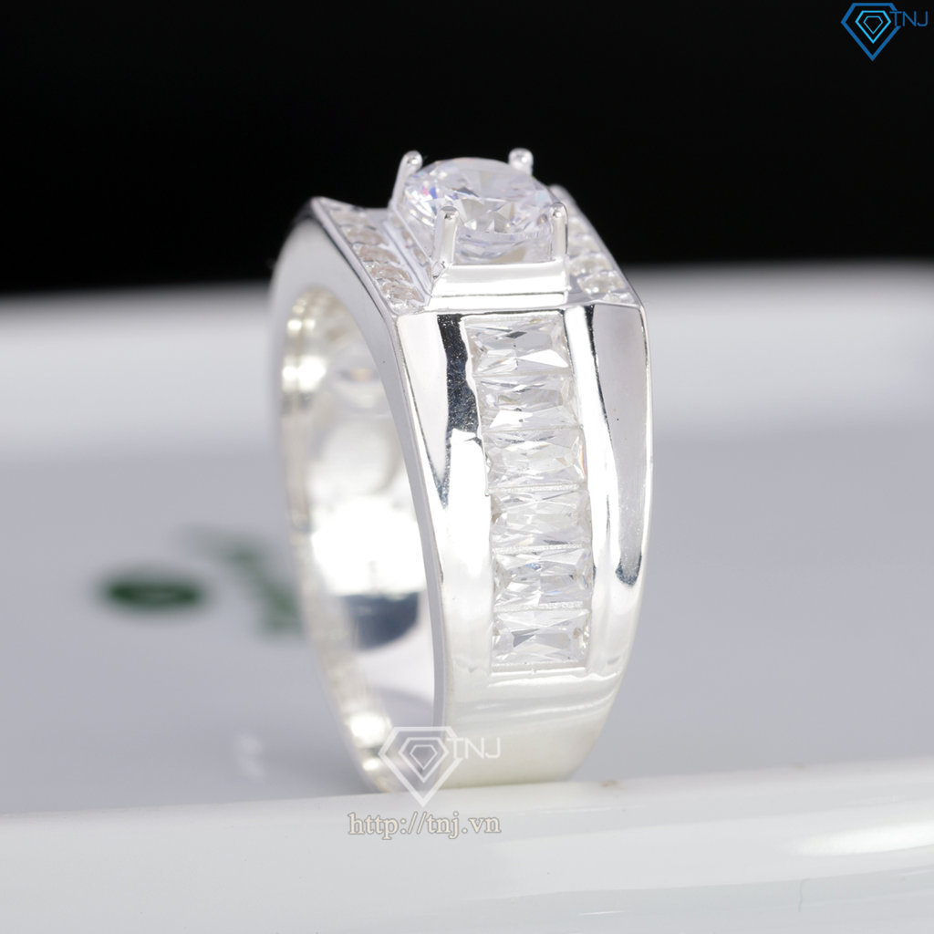 Nhẫn nam bạc 925 đính đá NNA0874