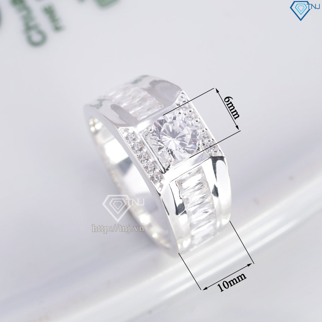 Nhẫn nam bạc 925 đính đá NNA0874