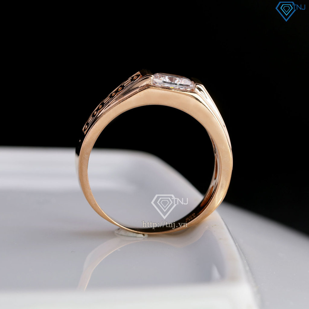 Nhẫn bạc nam xi mạ vàng hồng kim tiền bản nhỏ NNA0879-XH