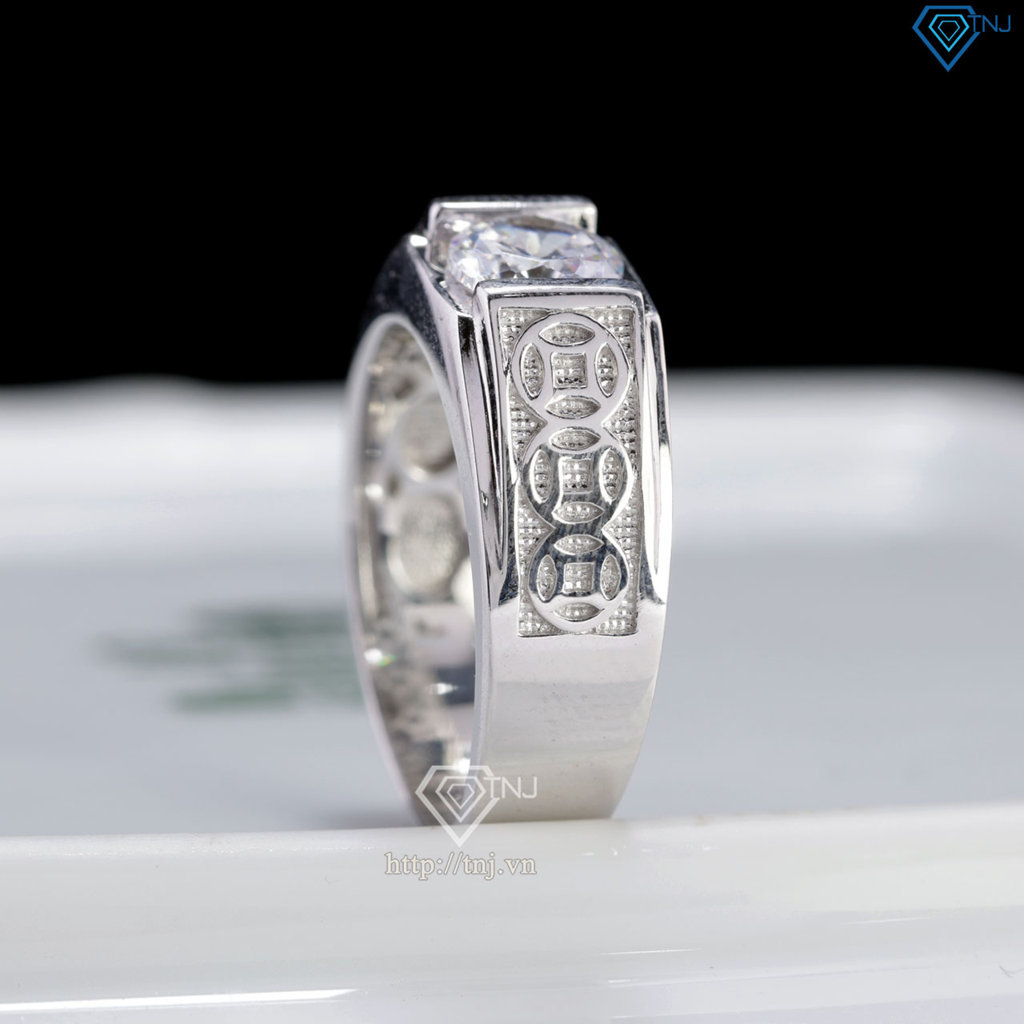 Nhẫn nam bạc kim tiền nhỏ xi mạ bạch kim NNA0879-XK