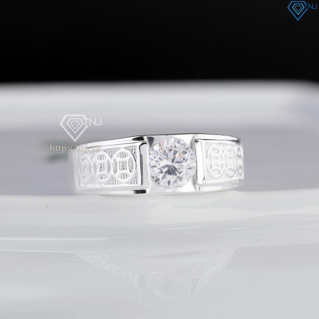 Nhẫn nam bạc kim tiền bản nhỏ NNA0879