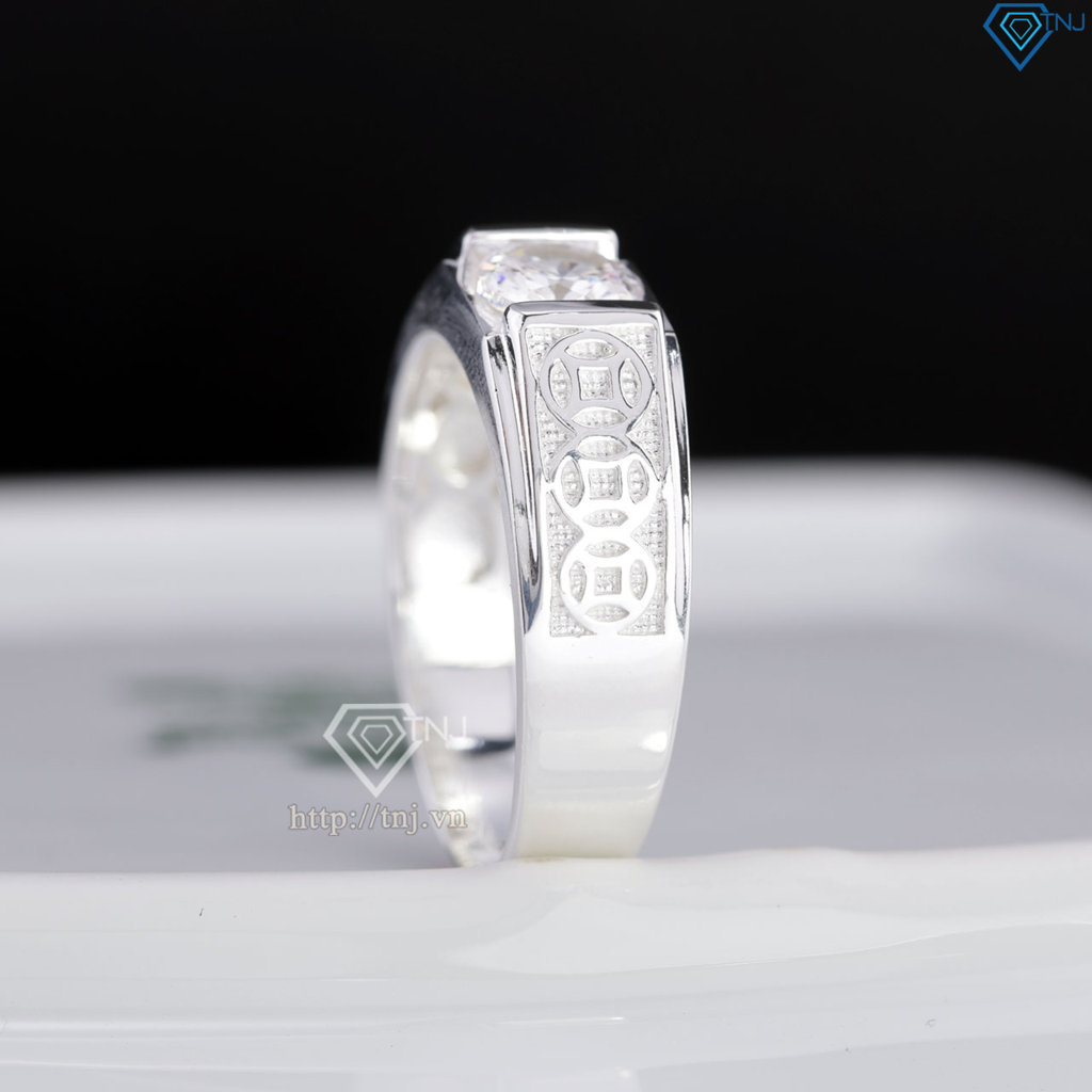 Nhẫn nam bạc kim tiền bản nhỏ NNA0879