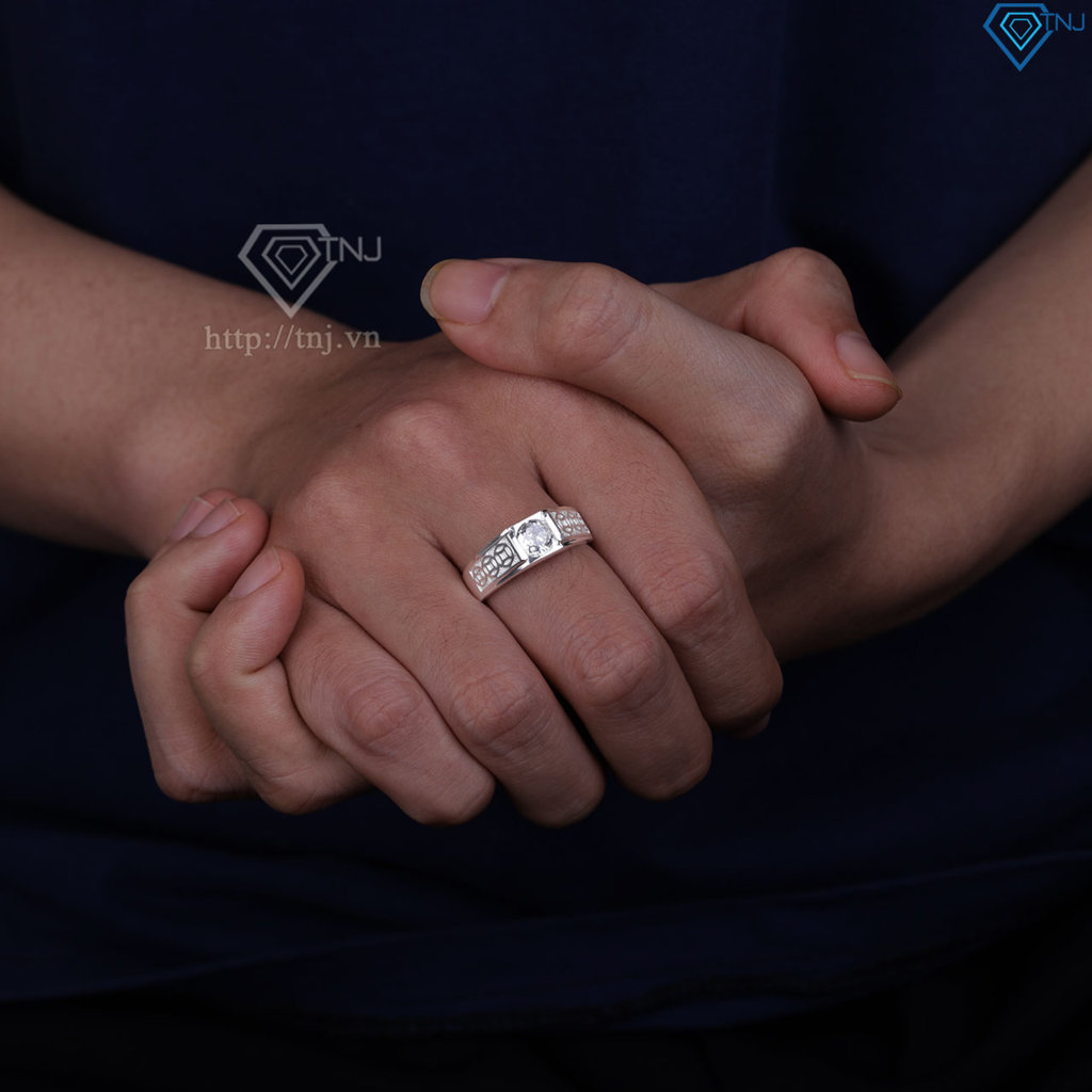 Nhẫn nam bạc kim tiền bản nhỏ NNA0879